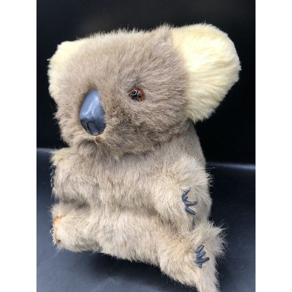 VTG Australian Koala Bear plush w Real Kangaroo Wallaby FUR Claws 6” Cute Fluffy - Picture 2 of 5